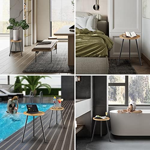 KINNARY Indoor Plant Stand, Mid Century Wood Plant Stand Plant Table for Flower Pots, Tall Metal Plant Holder, Modern Home Decor Small Round Side End Table (11.8"x16") - Image 6