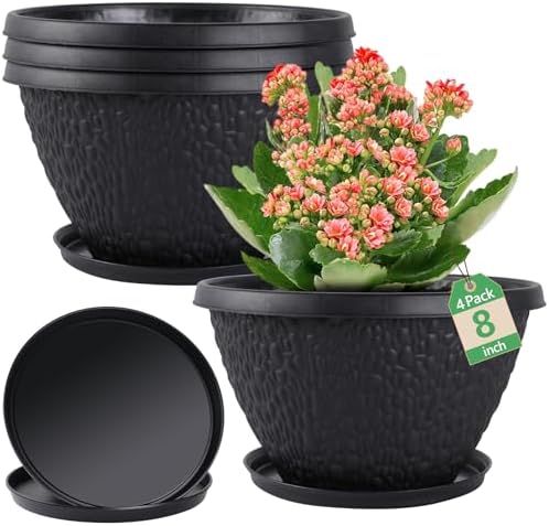 Nooulap 8 inch Plant Pots, Indoor Outdoor Small Planters, 4 Pack by Nooulap