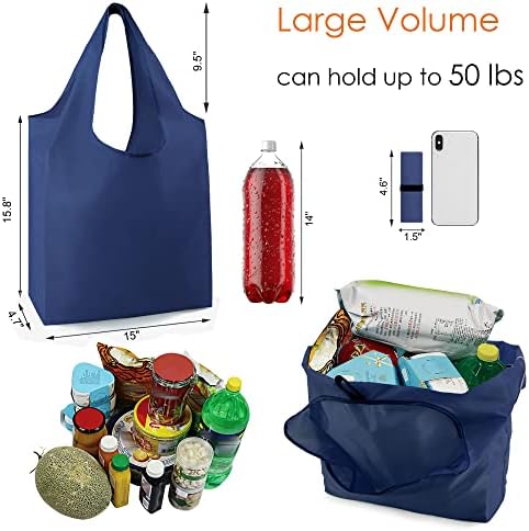 BeeGreen 12 Pack Bulk Reusable Grocery Bags Multicolor Durable Machine Washable Grocery Bags for Shopping X-Large 50LBS Heavy Duty Folding Reusable Bags Totes with Zipper Storage Bag - Image 3