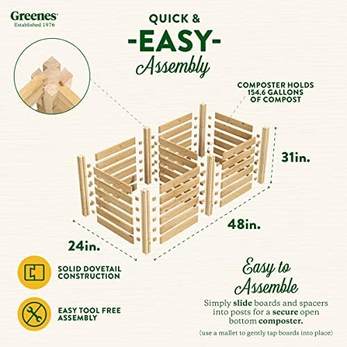 Greenes Fence Premium Cedar Wood Composter, 24" W x 48" L x 31" H (3/4" Thick) / 154.6 Gallons - Made in USA with North American Cedar - Image 3