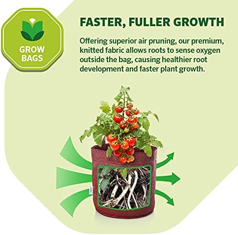 Coolaroo 2-Pack 2 Gallon Heavy Duty Plant/Vegetable/Herb/Fruit Breathable Fabric Planter Pot Grow Bags with Handles, Brick - Image 3