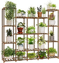 Bamworld Large Plant Shelf Indoor Plant Shelf Outdoor Tall Wood Plant Holder for Living Room Multiple Plants Patio Balcony Garden 17 Pots by Bamworld