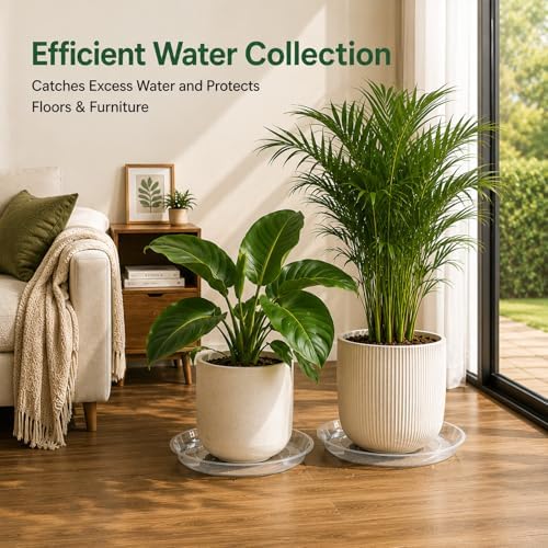 4 Pack 16 17 18 19 20 21 22 in Clear Plastic Plant Saucers for Indoors, Durable Plant Trays for Pots and Plant Water Catcher Tray with No Holes, Reusable Plastic Trays for Plants (19''-4Pack) - Image 2