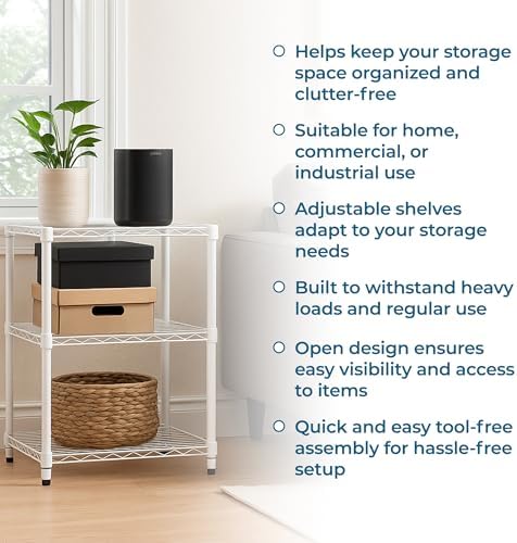 Honey-Can-Do 3-Tier White Wire Shelf, NSF, 250 lb/Shelf, 14x24x30 in - Image 6