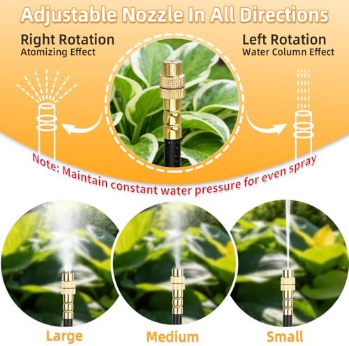 100FT 1/4" Drip Irrigation System, 2026 Upgrade Garden Irrigation Kit with 24pcs 360° Adjustable Copper Nozzles, DIY Watering System for Raised Beds, Yard, Lawn, Vegetable Gardens (100 ft) - Image 4
