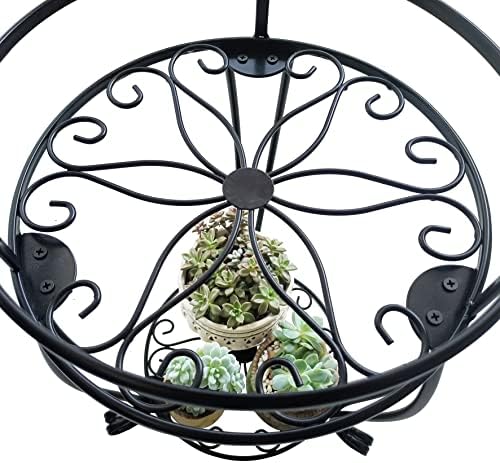 CASIMR 2 Tier Plant Stand, 19.2 inch Tall Metal Potted Holder Rack,Indoor Outdoor Multiple Flower Pot Shelf Rustproof Iron Garden Container for Garden Patio Living Room Corner Balcony, Black - Image 5