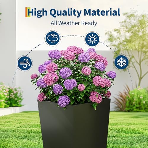 30 Inch Tall Planters Set of 2, Large Black Indoor Outdoor Flower Pots for Front Porch, Modern Tall Plant Containers with Drainage Holes, Water Level Indicator & Inner Bucket, Patio Deck Balcony Decor - Image 5