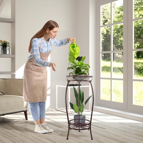 2 Pack 27.1" Plant Stands Indoor Outdoor – 2-Tier Metal Flower Pot Holders, Heavy Duty Rustproof Plant Shelf with Round Supports for Garden, Patio, Balcony, Corner Planters - Image 2