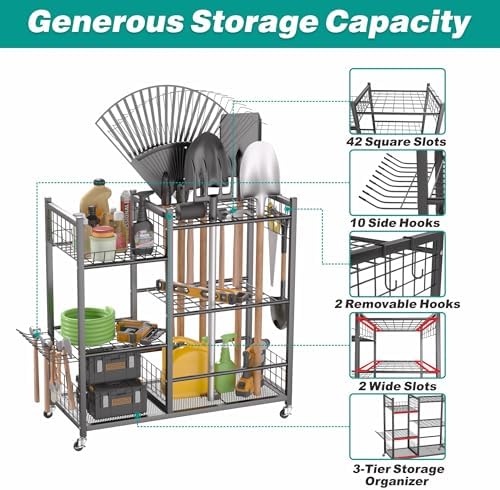 EVERHANGER Garden Tool Organizer, Garage Tool Storage Organization - Image 3