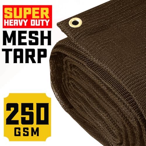 Core Tarps 60% Brown Shade Cloth with Grommets - 7 X 14 FT Heavy Duty Mesh Tarp - Sun Shade Cloth for Garden Vegetables Plants Greenhouse Outdoors Backyard Fences Dump Trucks Patio Mesh Shade Tarp - Image 2