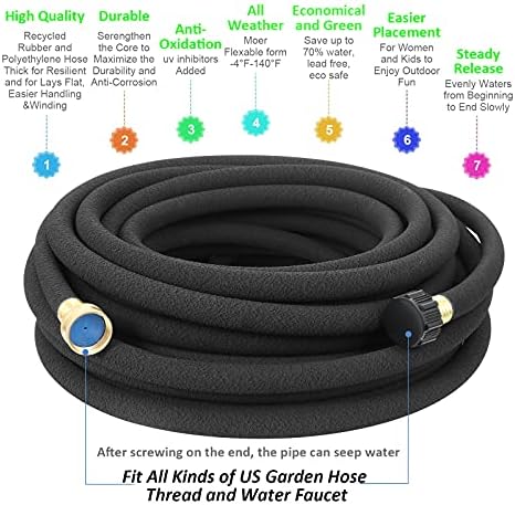 STYDDI Soaker Hose, 1/2" x 75 FT Round Rubber Garden Soaker Hose, Heavy Duty Water Seeper Soaker Hoses for Foundation Watering, Garden Beds, Garden, Lawn and Plants - Image 3