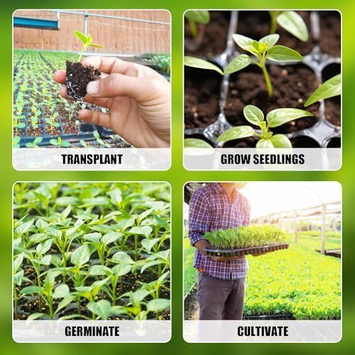 RooTrimmer 10Pcs 128 Cell Seed Starter Trays, Thick Durable Nursery 128 Cell Plug Tray Seedling Flat Plastic Shallow Tray for TD538 1020 Trays (21.26", 11.02", Deep 1.89"), GGBQ128 - Image 3