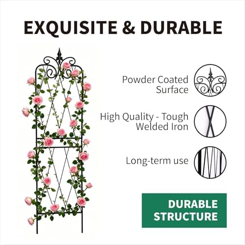 Garden Trellis for Climbing Plants 59inch x15inch Rustproof Metal Vine Trellises for Outdoor Climbing Plants Support Structures A (150cm) 2Pack - Image 3