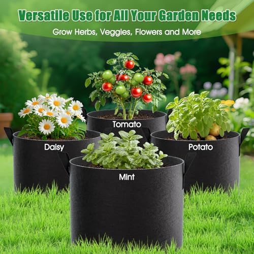 FEED GARDEN 25 Gallon Plant Grow Bags 4 Pack 300G Fabric Pots with Handles - Image 7