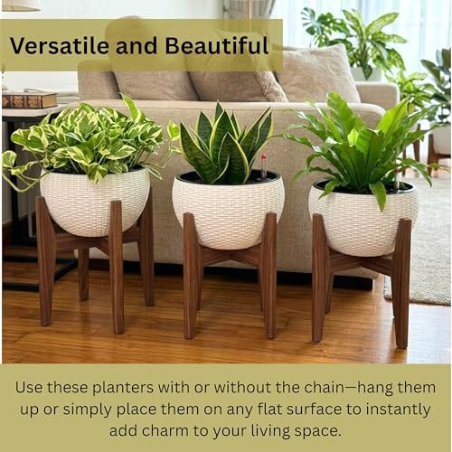 LaLaGreen Hanging Pots for Indoor (11in, 3 Pack) Self-Watering Plant Holder - Image 4