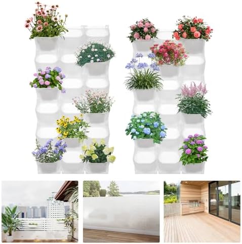 36-Pot Wall Mounted Planter – Vertical Wall Planter with Water Storage Layer, Stackable Flower Pot Holder for Indoor Outdoor Garden Balcony (12 * 3-Pot) (White) - Image 4