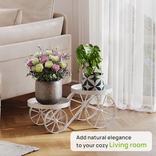Cute Plant Stand Indoor Outdoor 2-Tier Metal Heavy Duty Flower Pot Holder - Image 5