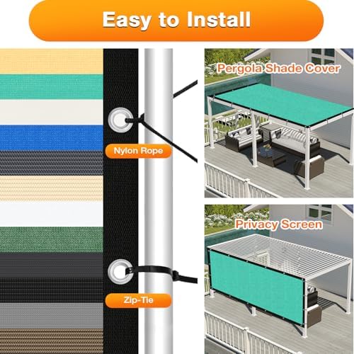 Artpuch Outdoor Pergola Shade Cover 6' X 12' Sun Shade Cloth with Grommets, 90% UV Protection Canopy Patio Privacy Screen (Customized Available) GN107, Turquoise - Image 5