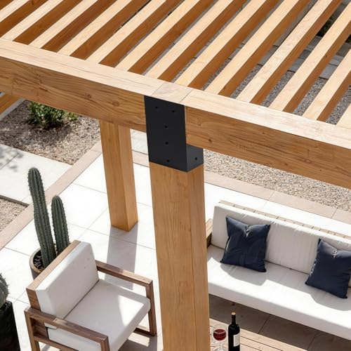 8 Pcs 4”x 4”Pergola Brackets, Post Top Rafter Brackets (Actual Size 3.6'' x 3.6'') Wall Mount Support Brackets Kit Connectors for Gazebo,Pergola,Sunroom and Carport - Image 5