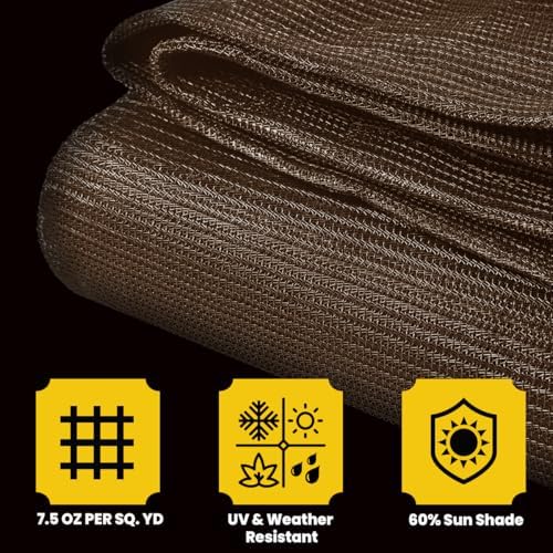 Core Tarps 60% Brown Shade Cloth with Grommets - 7 X 14 FT Heavy Duty Mesh Tarp - Sun Shade Cloth for Garden Vegetables Plants Greenhouse Outdoors Backyard Fences Dump Trucks Patio Mesh Shade Tarp - Image 5