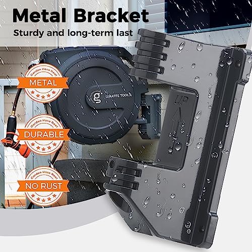 Giraffe Tools Retractable Garden Hose Reel 1/2"130FT Metal Bracket - Image 2