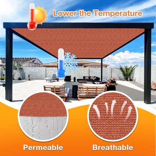 Artpuch 90% Sun Shade Cloth, 8 x 10 FT Pergola Shade Cover Canopy with Grommets, Sun Screen Fabric Tarp for Patio, Outdoor, Garden, Backyard, Rust Red - Image 4