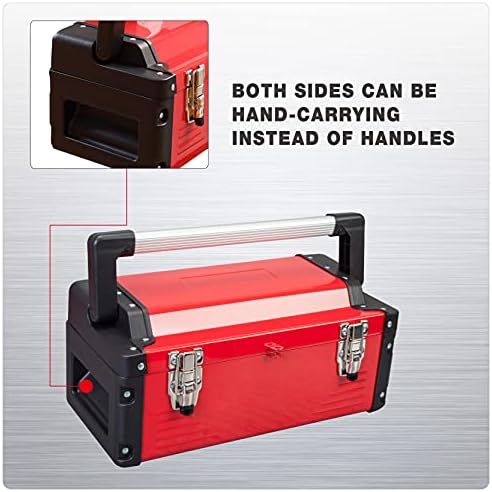 Jack Boss Metal Tool Box Steel 16" Inch Tool Organizer Box Durable Portable Tool Storage with Alum Alloy Handle Double-Lock Toolbox & Removable Tray … - Image 5