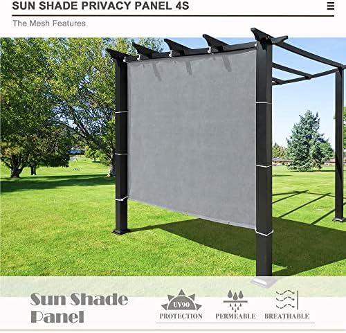 Alion Home Sun Shade Panel Privacy Screen with Grommets on 4 Sides for Outdoor, Patio, Awning, Window Cover, Pergola (8' x 5', Light Grey) - Image 4