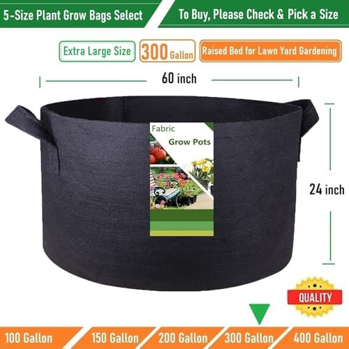 300 Gallon Big Raised Garden Bed Bag (60x24 inch) Large Plant Grow Bag for Potato,Tomato Planter,Herbs Veggies Planter,Flower Bed,Plant Container,Yard Waste,Lawn Debris,Leaf Bag with Gardening Gloves - Image 4