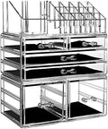 Cq acrylic 3 Pack Clear Make Up Organizers for Vanity,Stackable 6 Drawers Make Up Organizer,Cute Desk Organizer for Vanity Jewelry,Hair Clip,Beauty,Skincare Product Dresser Acrylic Drawer Organizer by Cqacrylic