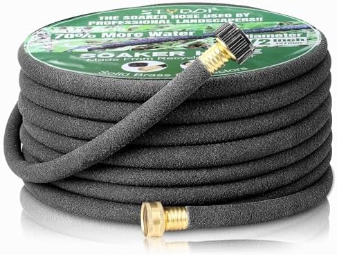 STYDDI Soaker Hose, 1/2" x 50 FT Round Rubber Garden Soaker Hose, Heavy Duty Water Seeper Soaker Hoses for Foundation Watering, Garden Beds, Garden, Lawn and Plants by STYDDI