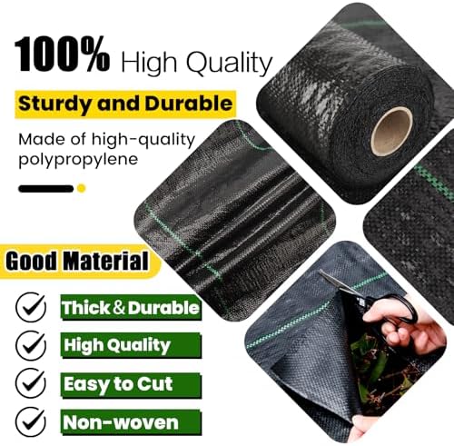 6ft x 300ft Weed Barrier Landscape Fabric Heavy Duty Premium Weed Control Fabric Durable & Eco-Friendly Weed Block Gardening Mat (3.2oz) (LTTY-W6-300) - Image 2