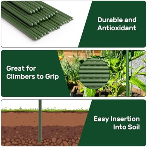 30'' Plant Stakes 30PCS, Steel 2.5ft Supports for Climbing Plants & Tomatoes - Image 2
