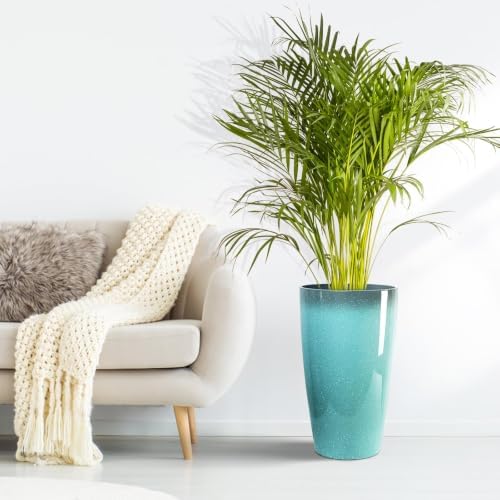 ZMTECH 21 Inch Tall Round Planters Set of 2, Large Plastic Flower Pots with Saucers and Drainage Holes, Plant Pots for Indoor Plants, Outdoor Patio & Porch Decor, Sky Blue with White Spots - Image 4