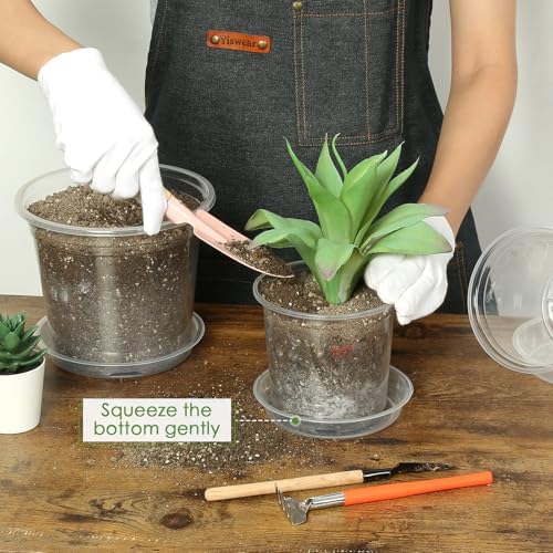 FUIJOL 4/5/6/7 Inch Clear Nursery Pots for Plants with Sacuers 60 Pack, Plastic Flower Pots with Drainage Holes, Variety Pack Seedlings Garden Pot for Indoor Outdoor (4+5+6+7 inch) - Image 4