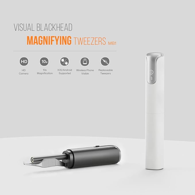 Blackhead Removal Tweezer with 1080p Camera, Ultimate Precision: Blackhead Removal with Camera - Perfect for Delicate Tasks! - - Ingrown Hair, Ear Hair Tweezer (Black)