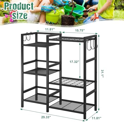 keomaisyto Garden Tool Organizer with Large Hooks, Garage Storage Rack - Image 4