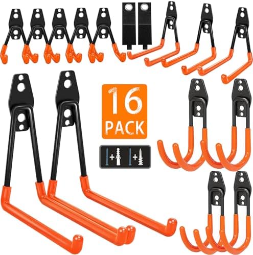 KOFANI Heavy Duty Steel Hooks-16PK Orange Wall Mount Garage Storage Hangers by KOFANI-USDirect