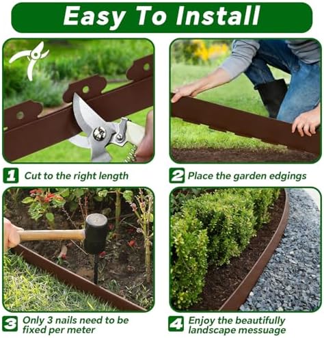 Garden Edging Border, 2In x 100 FT Landscape Edging with 90 Spikes, Brown - Image 4