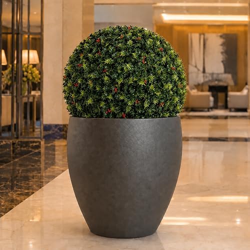 3rd Street Inn Topiary Ball - 19" Artificial Topiary Plant - Indoor/Outdoor Artificial Plant Ball (1, Holly) - Image 4