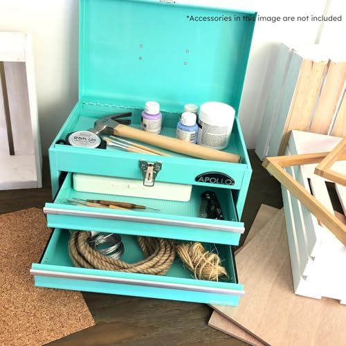 Apollo Tools 14 Inch Steel Tool Box, Aqua Green DT5010-GR - Image 6
