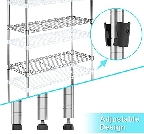 Auslar 4-Tier Heavy Duty Wire Shelving, Adjustable Storage Rack, Chrome - Image 6