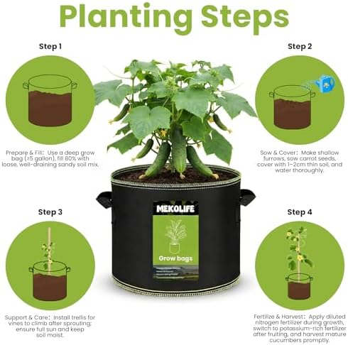 MEKOLIFE 6-Pack 5 Gallon Fabric Grow Bags, Breathable Planters with Handles - Image 6