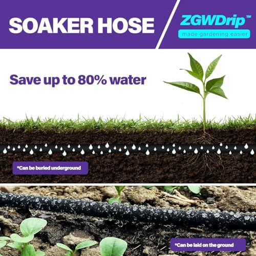 150FT 1/2" Water-Saving Soaker Hose with Solid Brass Connectors, Drip Irrigation Kit for Lawn & Landscaping with Metal Ground Stake & Accessory Kit - Image 5
