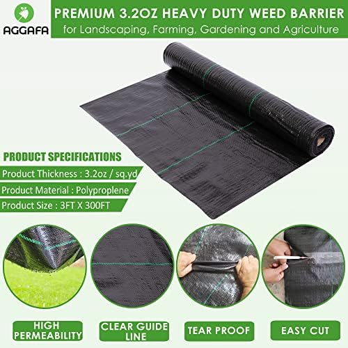 (3ft x 300ft 100% Virgin Material. Premium Heavy Duty Weed Barrier Fabric for Landscaping, Farming, Gardening and Agriculture. Durable Woven Landscape Fabric - Image 3