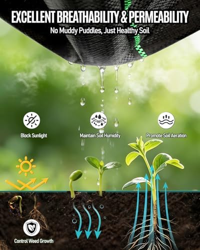 joyhalo 4ft x 300ft Heavy Duty Weed Barrier Fabric, 3.2oz Woven Geotextile - Image 3