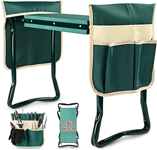 KVR Upgraded Garden Kneeler and Seat with Thicken & Widen Soft Kneeling Pad,Heavy Duty Foldable Gardener Stool with 2 Tool Pouches,Gardening Gifts for Women Mom Men Seniors¡­… by KVR