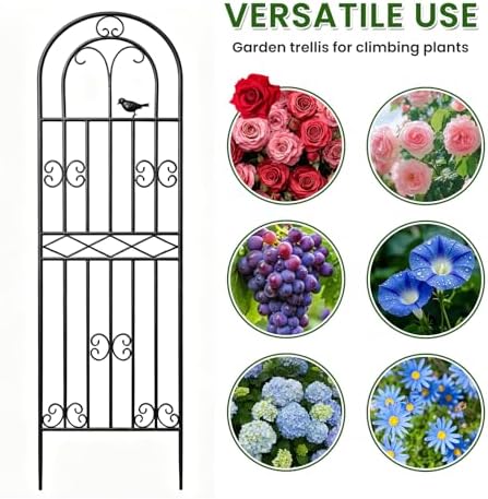 1 Pack 47.2"x19.7" Metal Gardon Trellis for Climbing Plants Outdoor, Black - Image 4