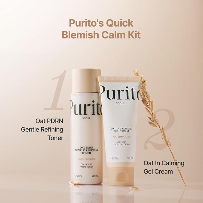 PURITO Oat In Calming Gel Cream, 77% Oat Seed Water Lightweight Water-Gel Face Moisturizer, Non-Comedogenic, Fragrance-Free, Vegan Korean Skincare, Sensitive & Blemish-Prone Skin, 100 mL
