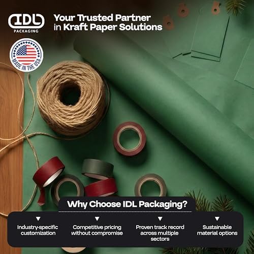 18" x 1200" (100 ft) Green Kraft Paper Roll, Pack of 4 - USA-Made Quality Craft Paper for Gift Wrapping, Kids' Arts & Crafts, School Projects - 100% Recycled, 50 lb Natural Material by IDL Packaging - Image 7